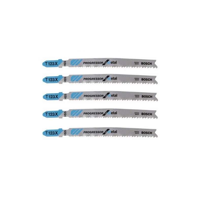 Lot de 5 Lames de Scie Sauteuse T 123 X BOSCH 2608638473 pour métal
