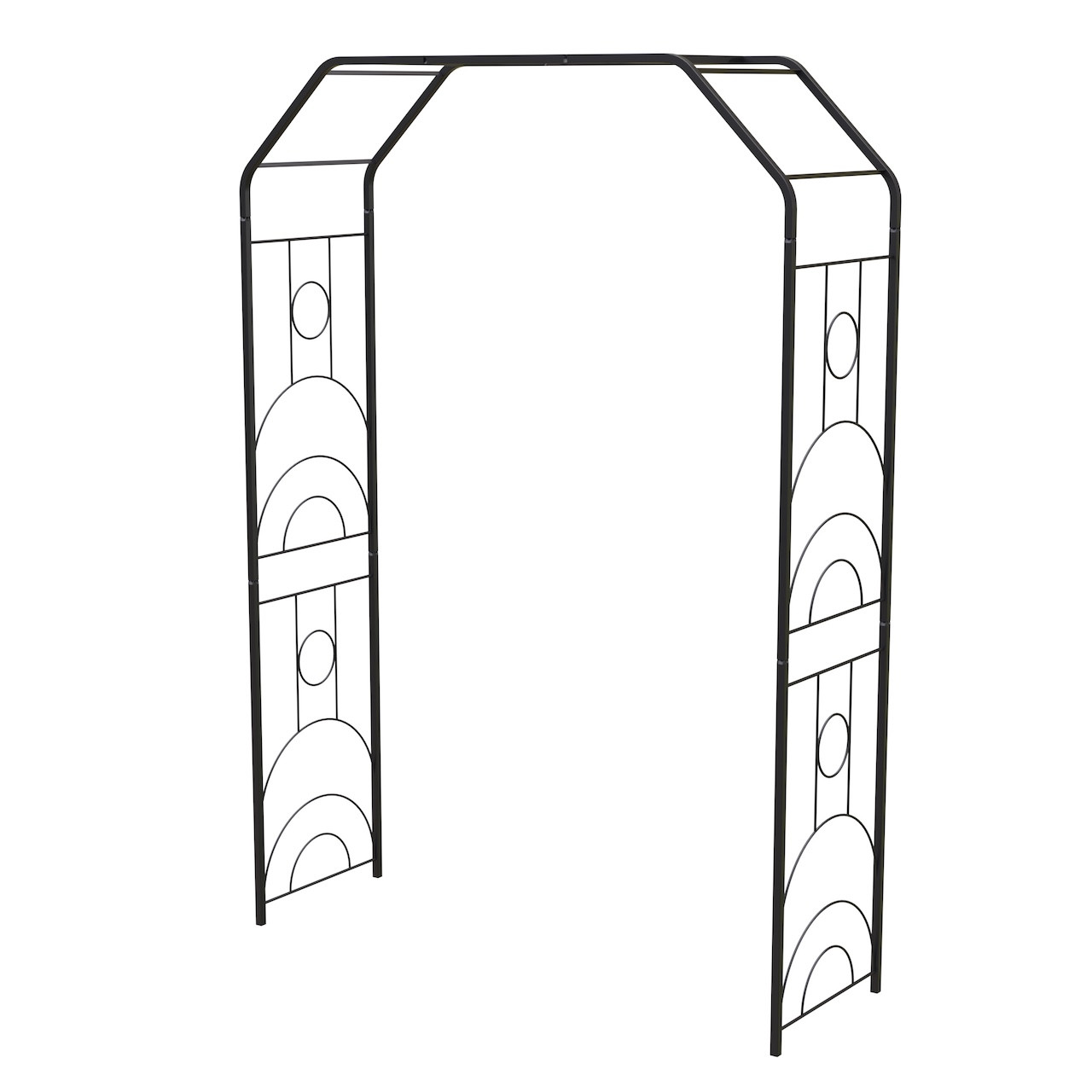 Arche de jardin Art Déco métal noir charbon 234 x 180 x 50 cm - tube carré 20 mm