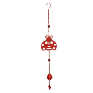 Carillon coccinelle rouge 17,5 x 6,5 x 92 cm - acier époxy - cloche décorative