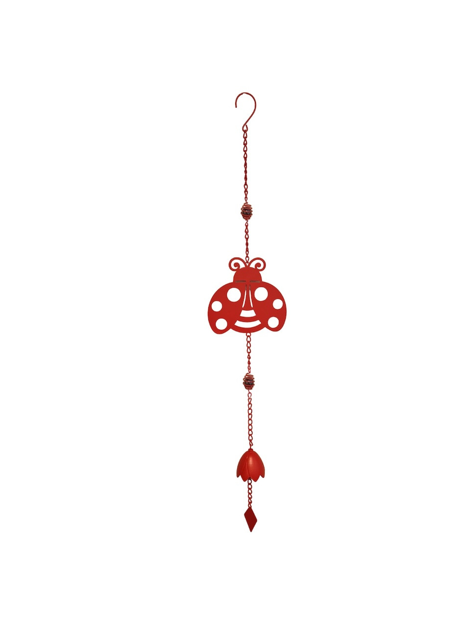 Carillon coccinelle rouge 17,5 x 6,5 x 92 cm - acier époxy - cloche décorative