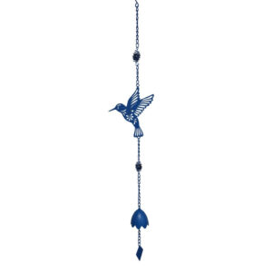 Carillon colibri bleu 17,5 x 6,5 x 92 cm - acier époxy - cloche décorative
