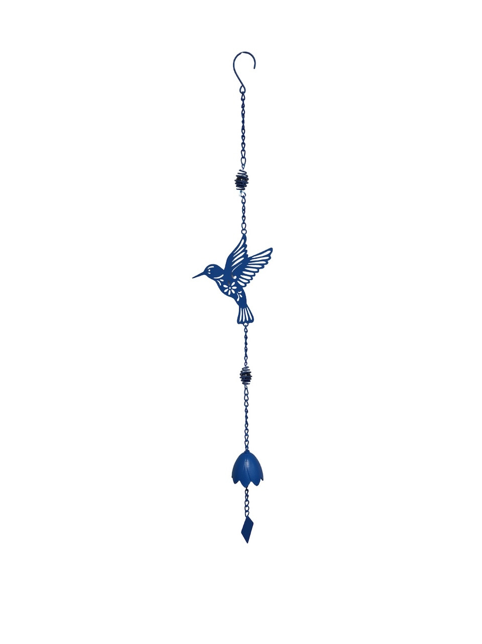 Carillon colibri bleu 17,5 x 6,5 x 92 cm - acier époxy - cloche décorative