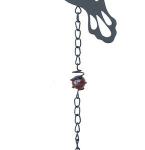 Carillon en forme de colibri avec perles - anthracite