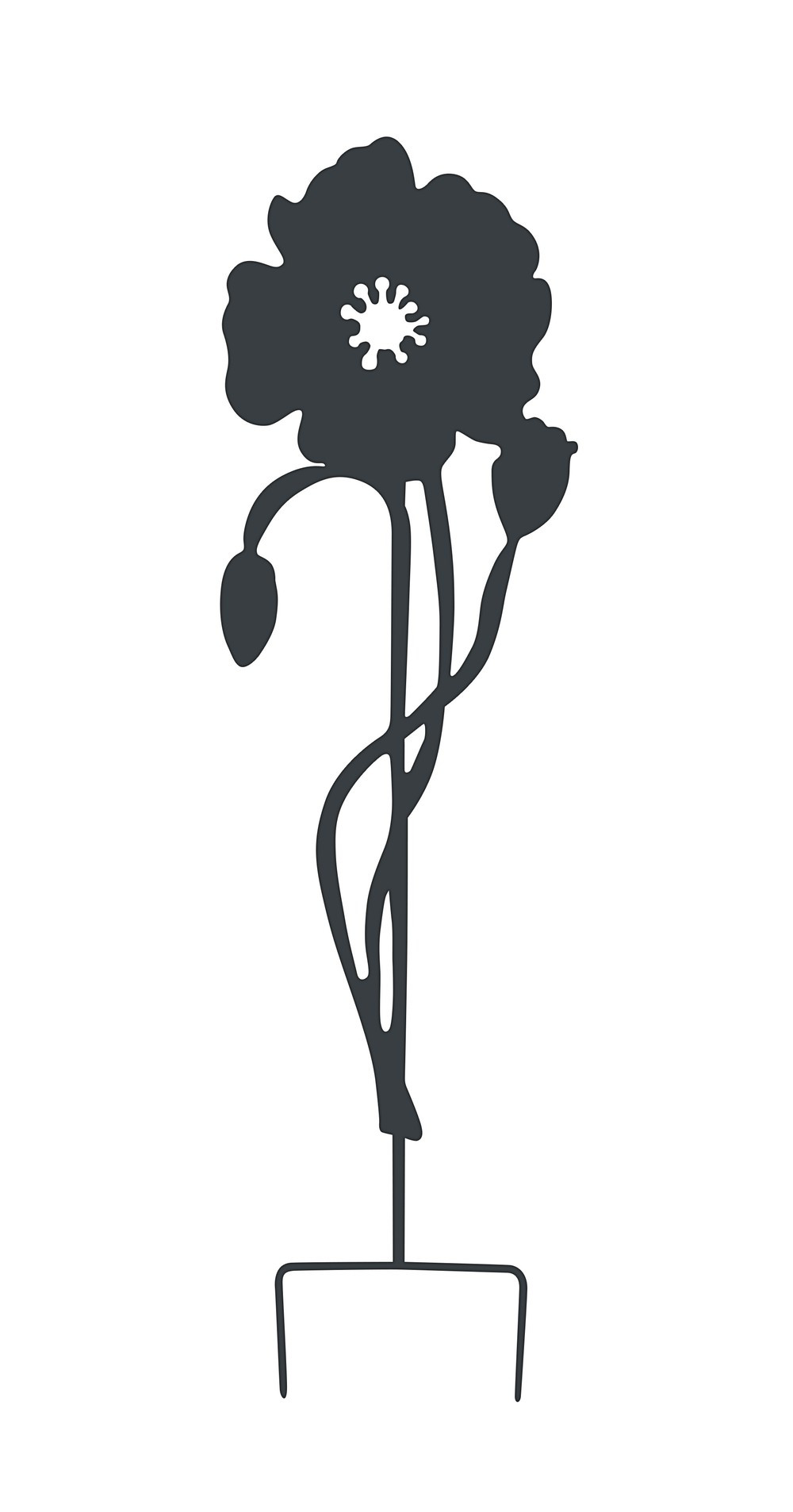 Déco en métal à planter Coquelicot - 22x70 cm - anthracite