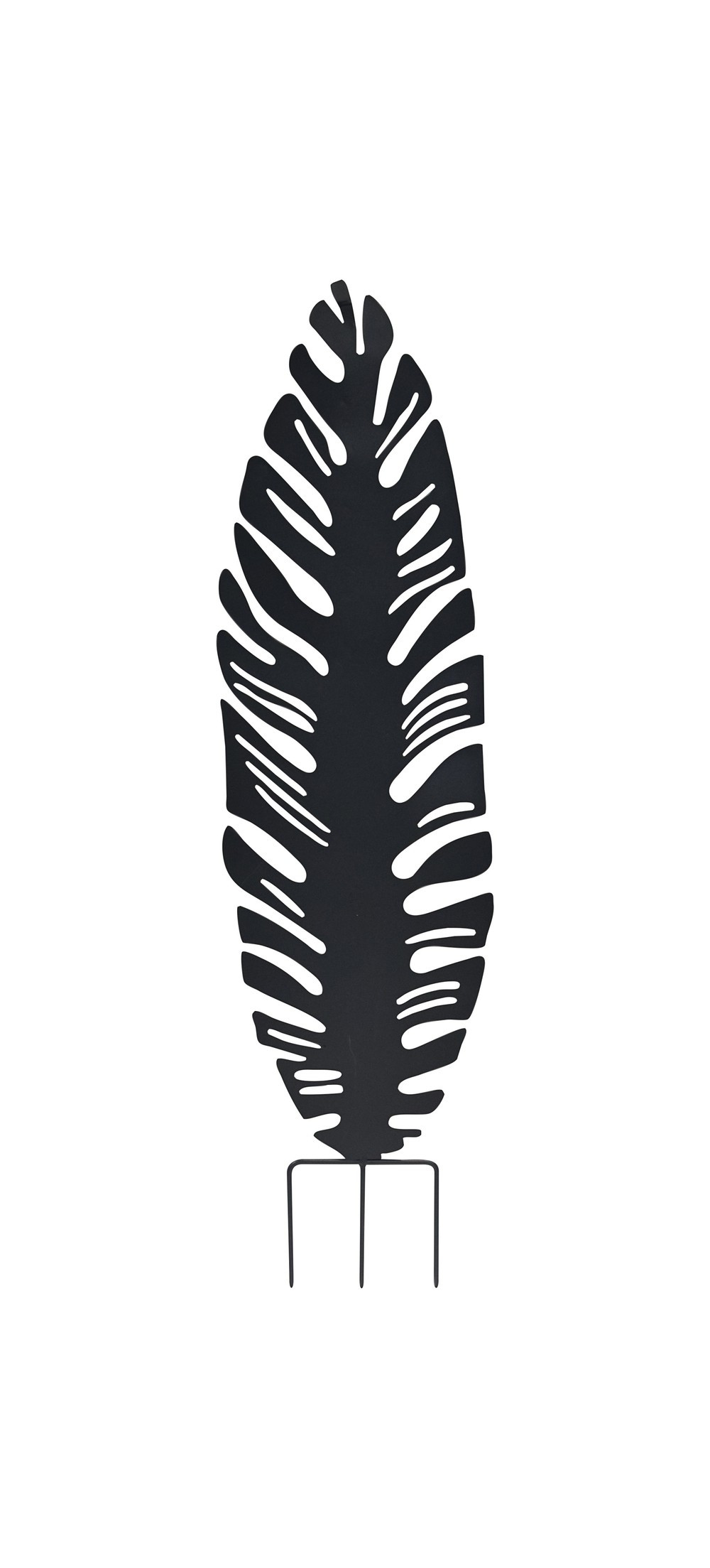 Déco en métal à planter Feuille - 30x100 cm - anthracite