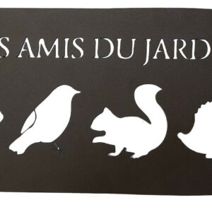 Pancarte décorative en métal "Les amis du jardin" - 25,5x12,5cm - fer vieilli