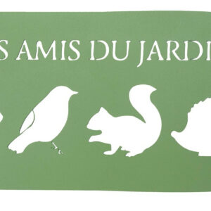 Pancarte décorative en métal "Les amis du jardin" - 25,5x12,5cm - vert pâle