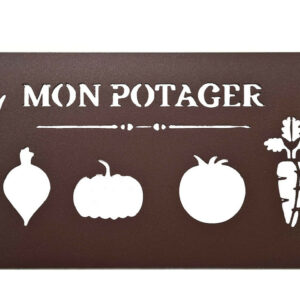 Pancarte décorative en métal "Mon potager - 25x12,5cm - fer vieilli