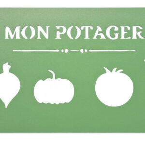 Pancarte décorative en métal "Mon potager" - 25x12,5cm - vert pâle