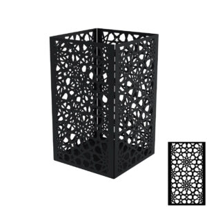 Photophore carré noir charbon 17,5 x 17,5 x 30 cm - acier époxy - motif étoile
