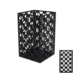 Photophore carré noir charbon 17,5 x 17,5 x 30 cm - acier époxy - motif géométrique