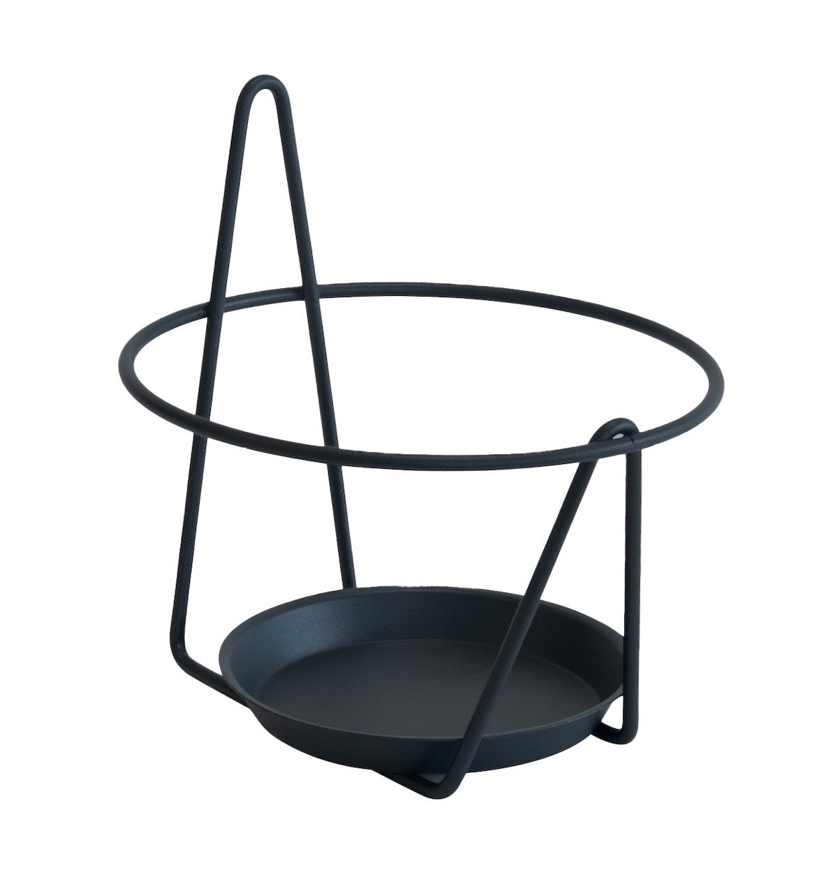 Porte-pot mural Essentis noir Ø 17,5 cm - soucoupe intégrée - charge 10 kg
