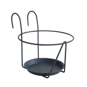 Porte pot soucoupe crochet anthracite - 20-22 cm - Acier époxy