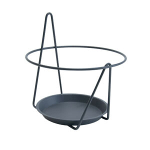 Porte pot soucoupe mural anthracite - 20-22 cm - Acier époxy