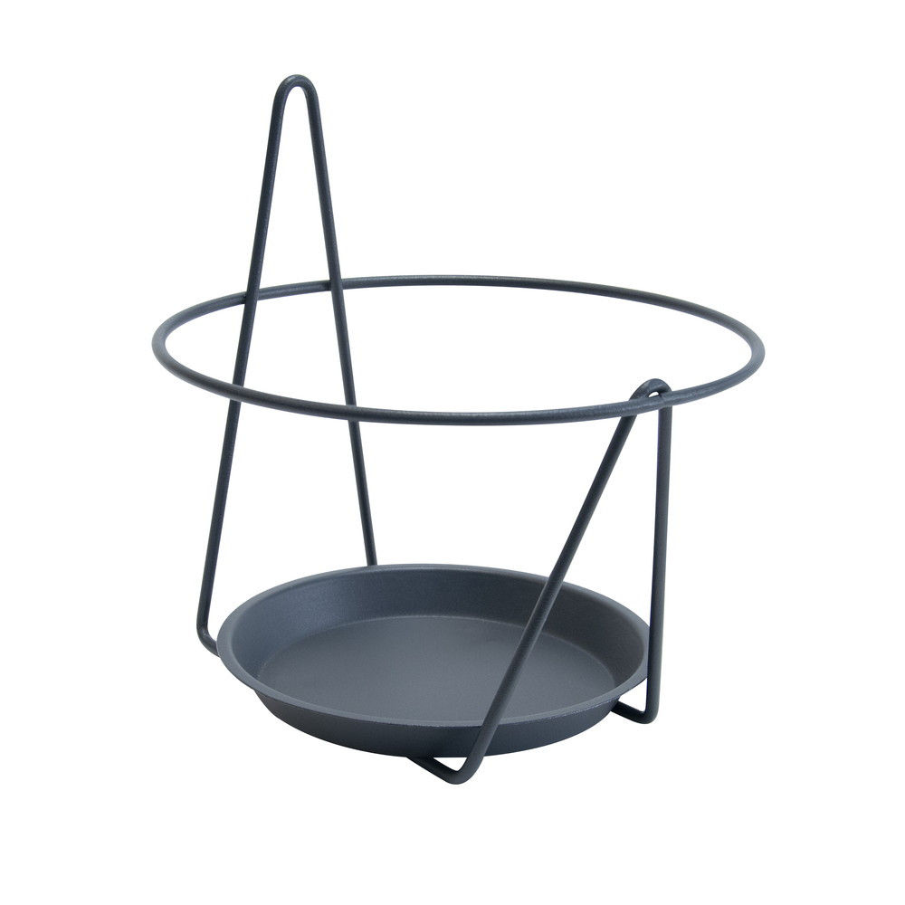 Porte pot soucoupe mural anthracite - 20-22 cm - Acier époxy