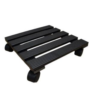 Roule plante carré noir 30 x 30 cm - acier époxy - 4 roulettes avec frein