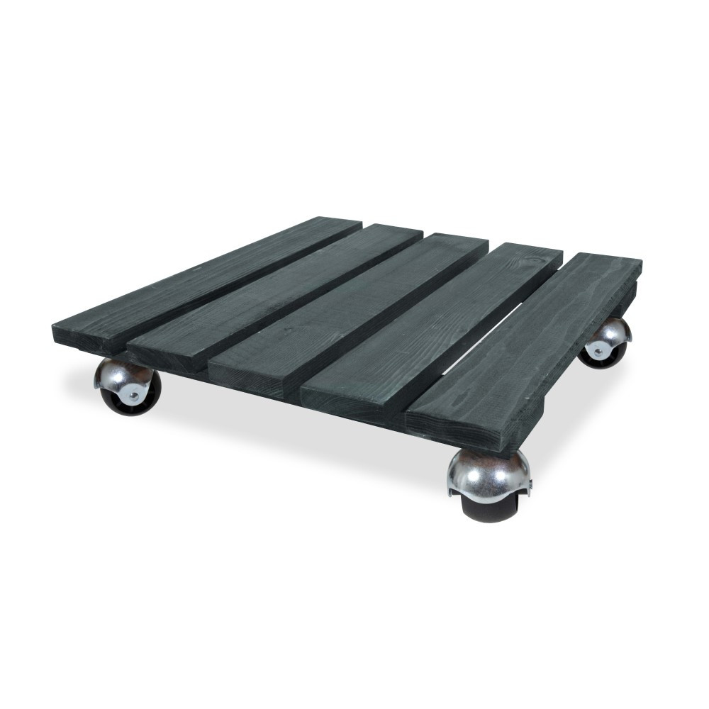 Roule-plantes en bois carré anthracite "Basics" 37,5 x 37,5 cm