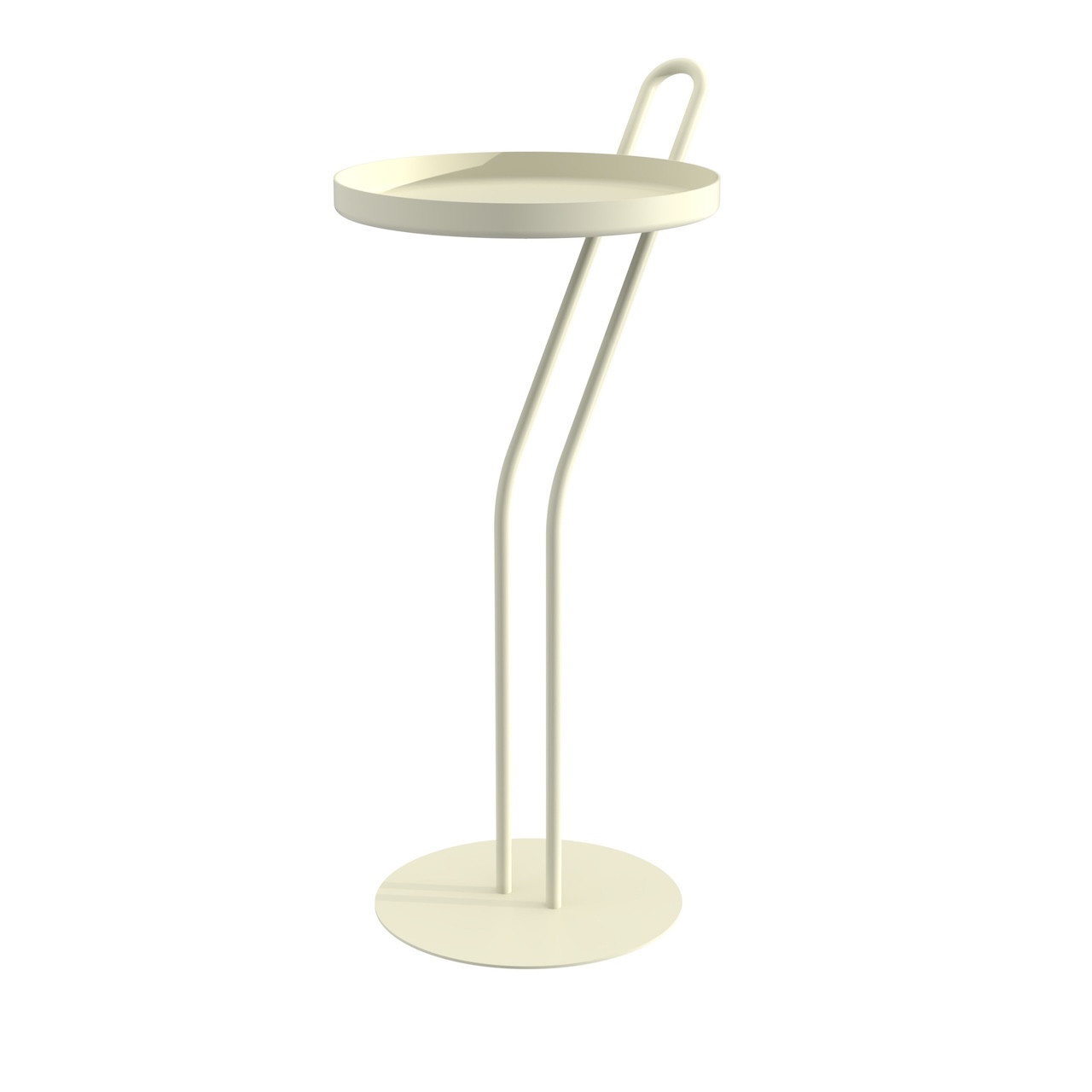 Sellette Angula beige 52 cm - plateau Ø 23 cm - acier époxy