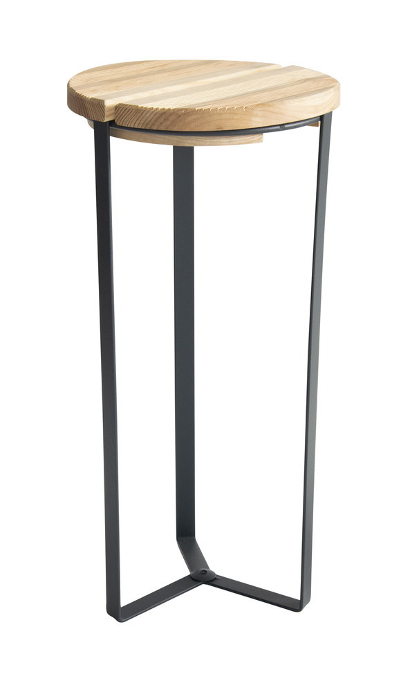 Sellette industrielle haute fer plat Plateau bois - 50x29 - Acier époxy