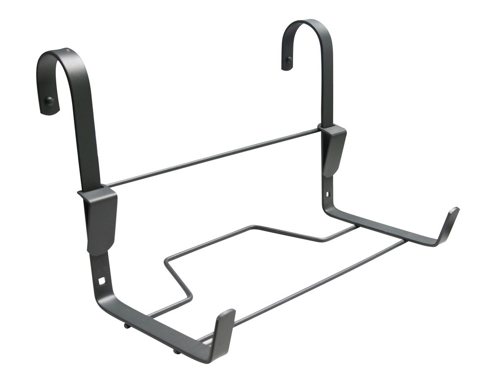 Support jardinière crochet fer plat anthracite - 35x14 cm - Acier époxy