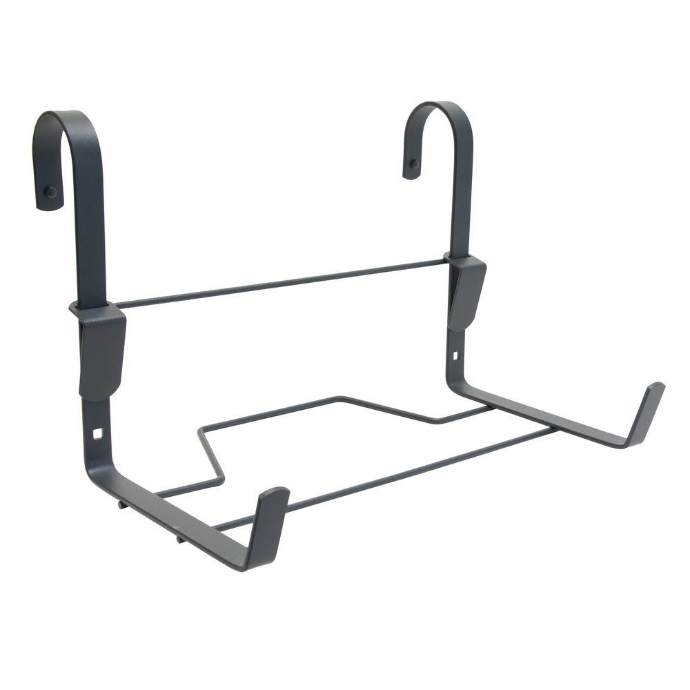 Support jardinière crochet fer plat anthracite - 35x18 cm - Acier époxy