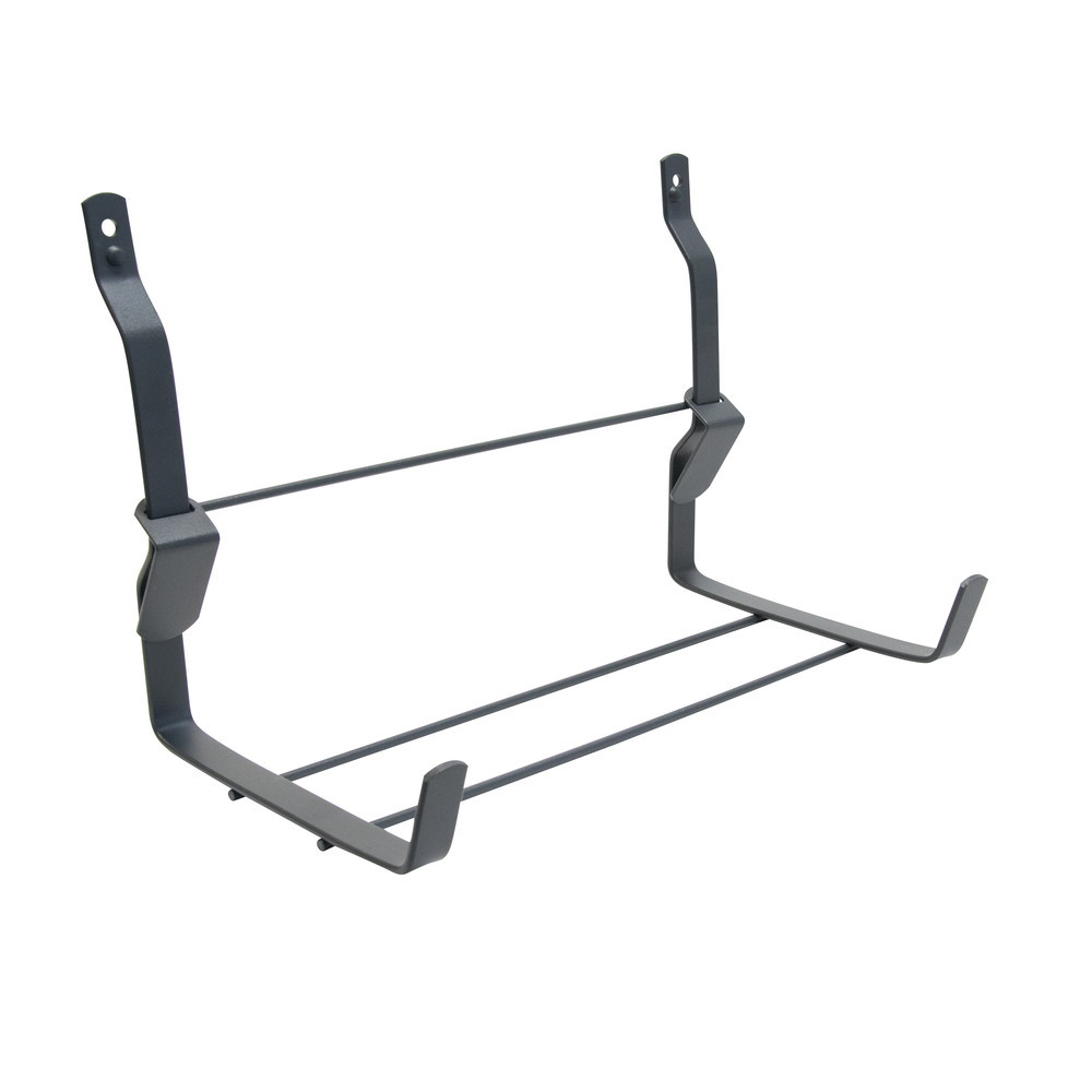 Support jardinière mural fer plat anthracite - 35x18 cm - Acier époxy