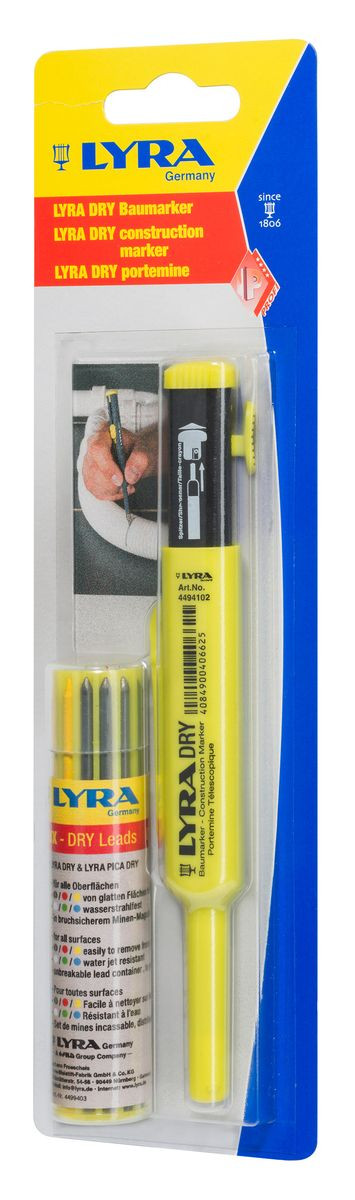 Crayon graphite Lyra Dry + étui 12 mines graphite 2B