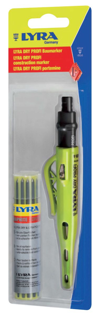 Crayon graphite Lyra Dry Profi + étui 12 mines graphite 2B
