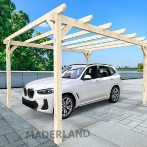 Carport autoportant bois lamellé-collé - ROUEN - 500 x 300 cm - structure robuste - haute résistance - certifié PEFC