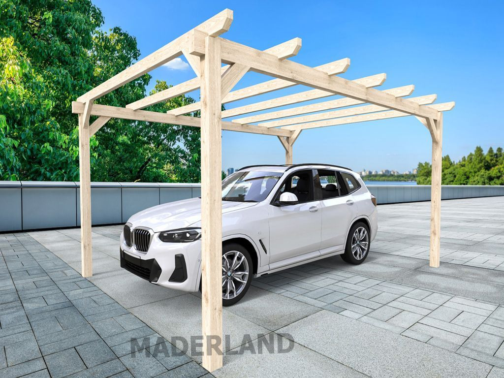 Carport autoportant bois lamellé-collé ROUEN - 500 x 400 cm - 20 m² - structure haute résistance - certifié PEFC