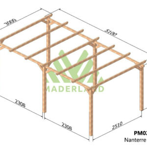 Carport autoportant bois massif NANTERRE - 600 x 300 cm - 18 m² - traitement autoclave classe IV - certifié PEFC