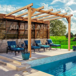 Pergola en bois adossée - modèle ANDORRA - 400 x 400 cm
