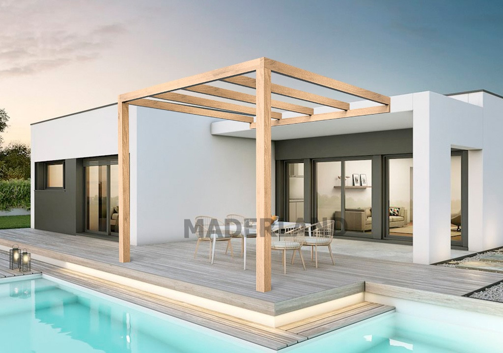 Pergola en bois adossée - modèle BURGOS - 500 x 300 cm