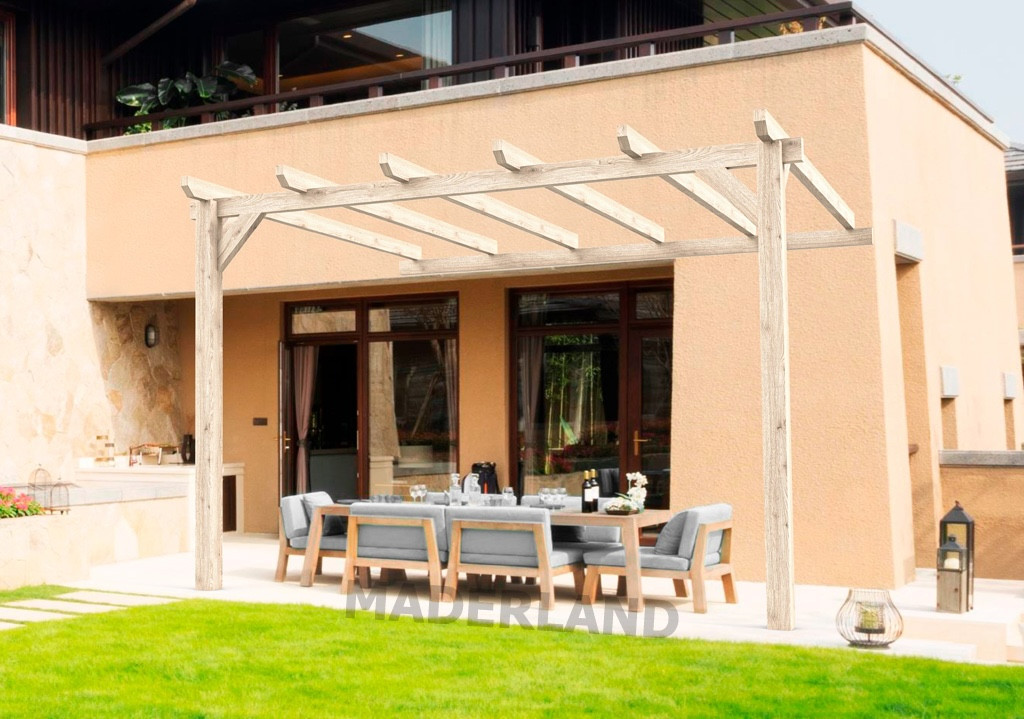 Pergola en bois adossée - modèle CÁDIZ - 500 x 300 cm