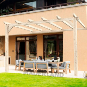 Pergola en bois adossée - modèle CÁDIZ - 500 x 400 cm