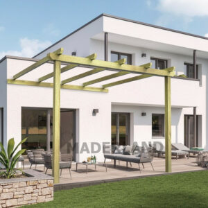 Pergola en bois adossée - modèle LLORET - 510 x 420 cm