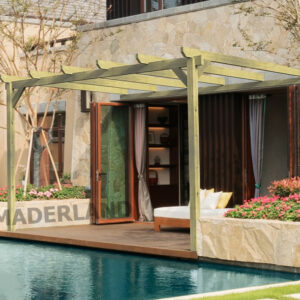 Pergola en bois adossée - modèle NARBONNE - 600 x 420 cm