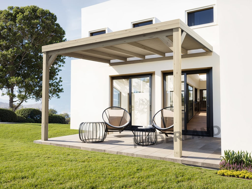 Pergola en bois adossée - modèle REIMS - 300 x 300 cm