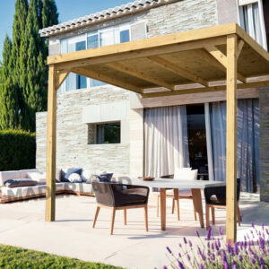 Pergola en bois adossée - modèle RENNES - 600 x 400 cm