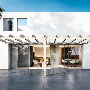 Pergola en bois adossée - modèle SEVILLA - 500 x 400 cm