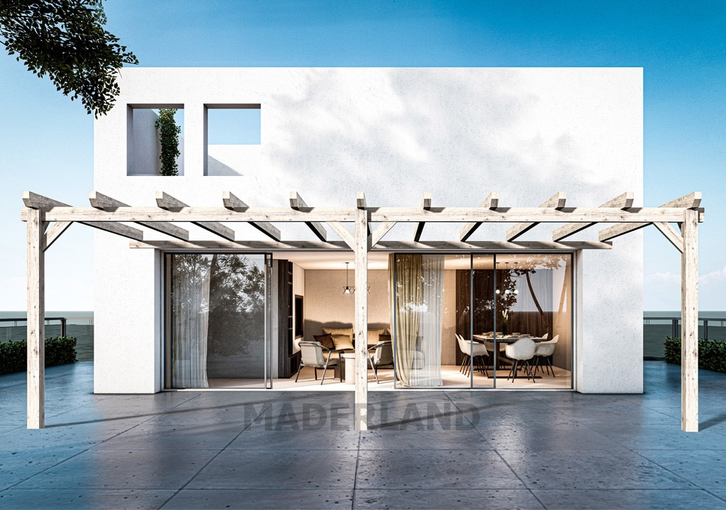 Pergola en bois adossée - modèle SEVILLA - 500 x 400 cm