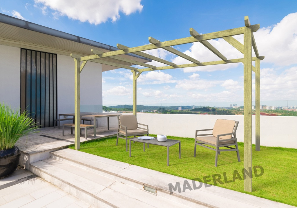 Pergola en bois autoportante - modèle BARCELONA - 510 x 300 cm
