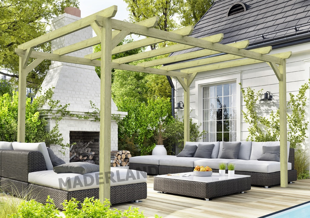Pergola en bois autoportante - modèle CAMBADOS - 600 x 420 cm
