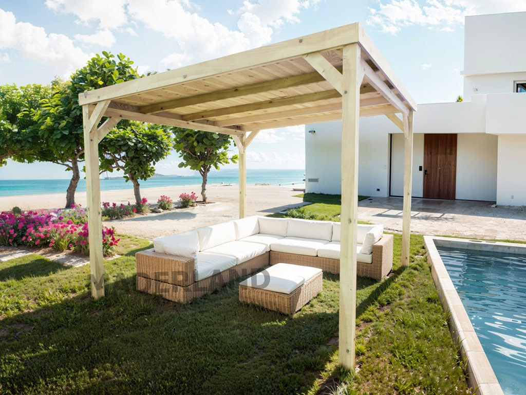 Pergola en bois autoportante - modèle DIJON - 600 x 400 cm