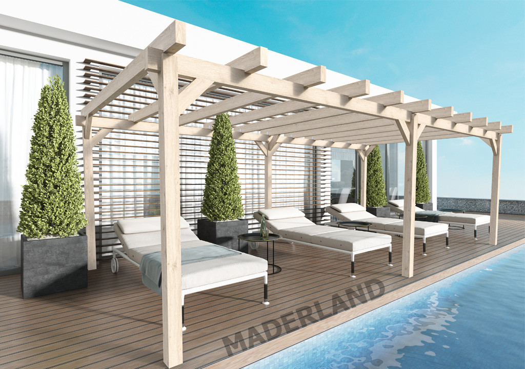 Pergola en bois autoportante - modèle MARSELLA - 600 x 500 cm