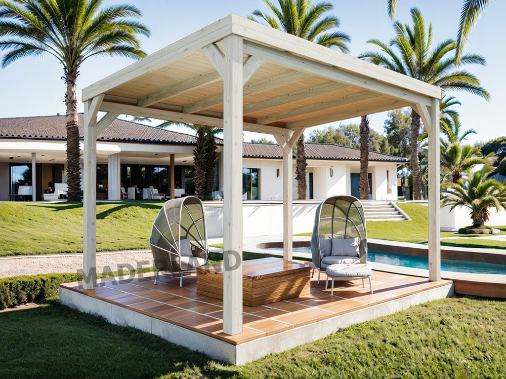 Pergola en bois autoportante - modèle STRASBOURG - 400 x 400 cm