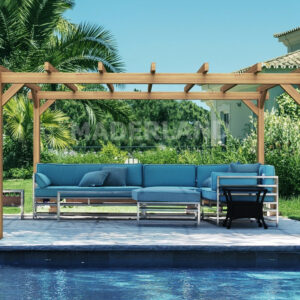 Pergola en bois autoportante - modèle VALENCIA - 1000 x 300 cm