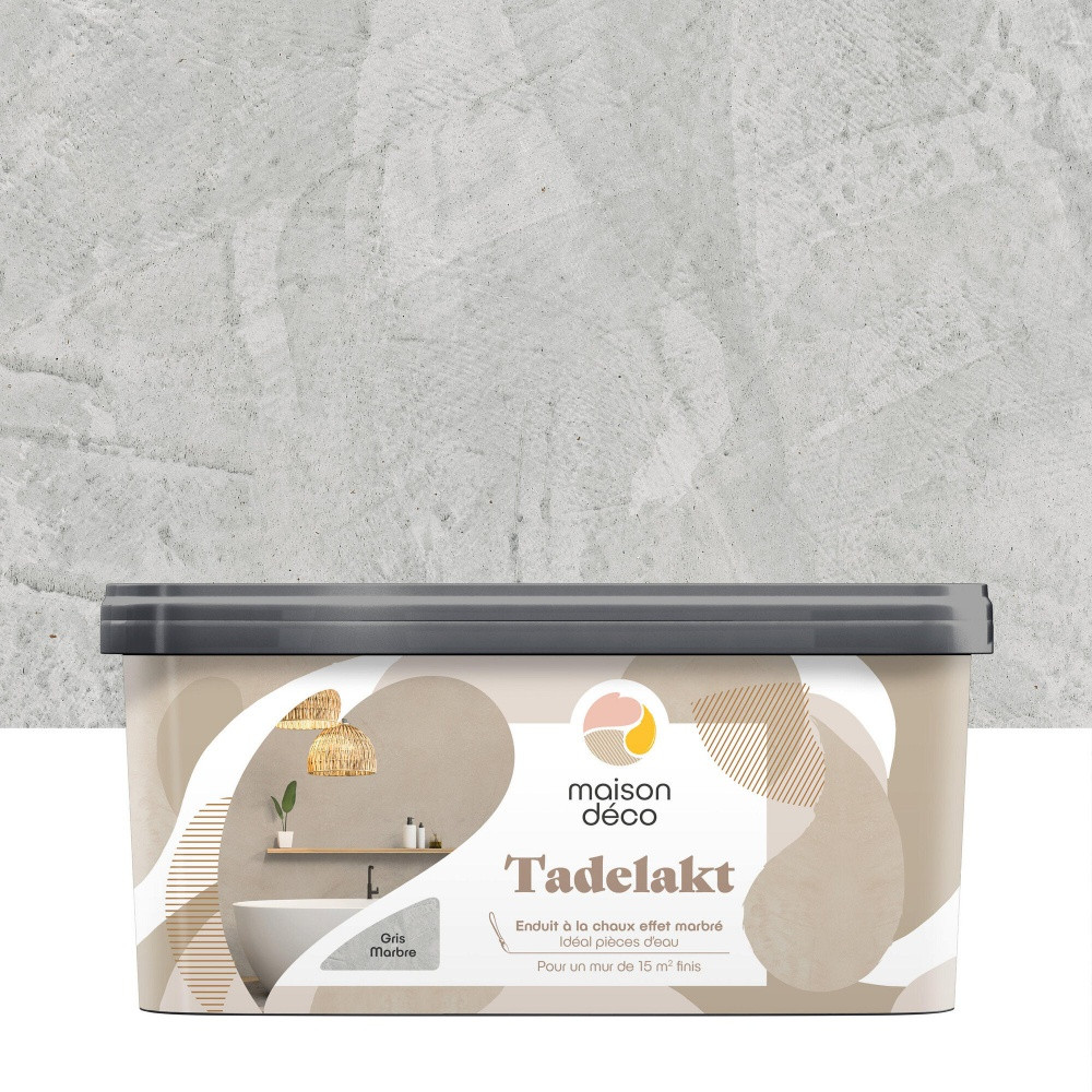 Enduit décoratif Tadelakt MAISON DECO, gris marbre, 5l