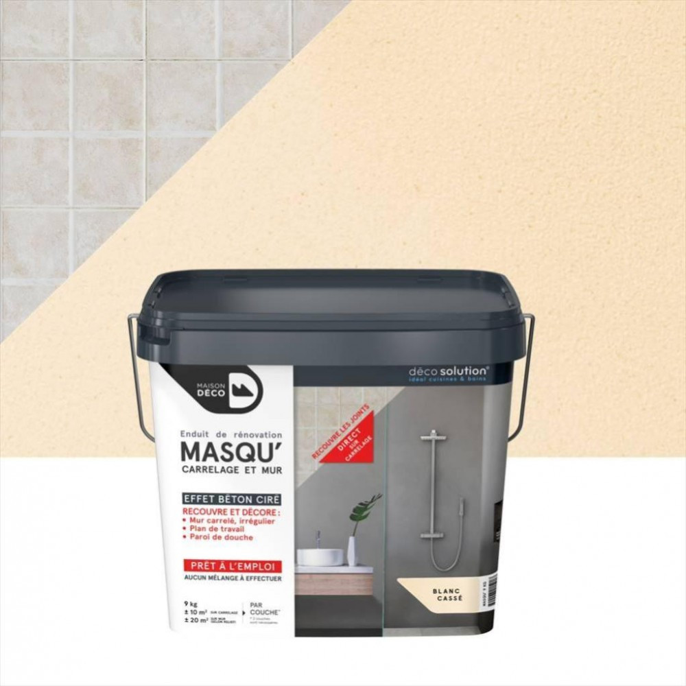 Enduit Masqu'carrelage et mur MAISON DECO, Blanc cassé, 9 kg