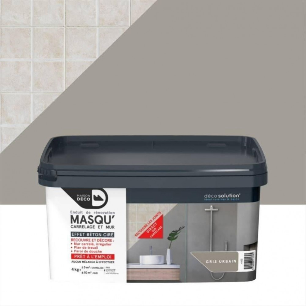 Enduit Masqu'carrelage et mur MAISON DECO, gris urbain, 4 kg